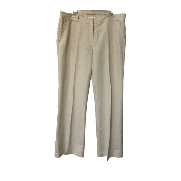 Calvin Klein Womens High Rise Minimalist Wide Leg Whitney Pant Beige Size 14 NWT - Picture 1 of 14